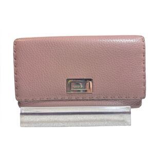 Auth FENDI Pink Leather Selleria Continental Long Bifold Wallet Preloved